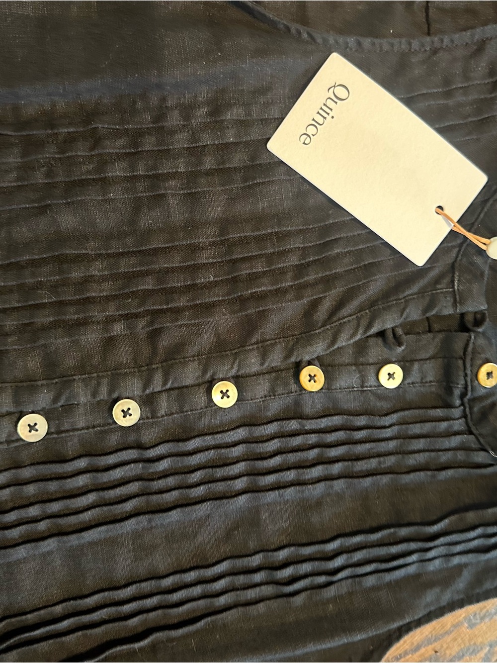 Quince Black Sleeveless Pintuck Button-Front Mini Dress - Picture 6 of 13